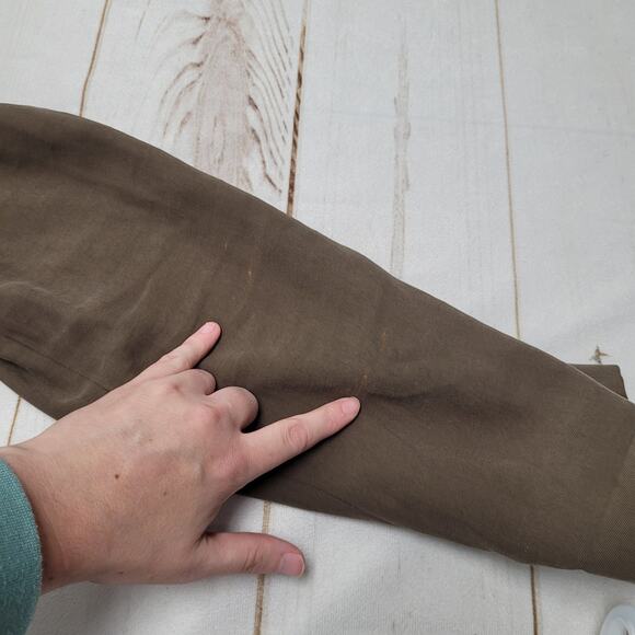 Express olive green zip pocket trench coat wrap mid length asymmetrical - Picture 7 of 9